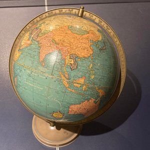 Vintage Cram's Universal Globe, Metal Stand 12"
